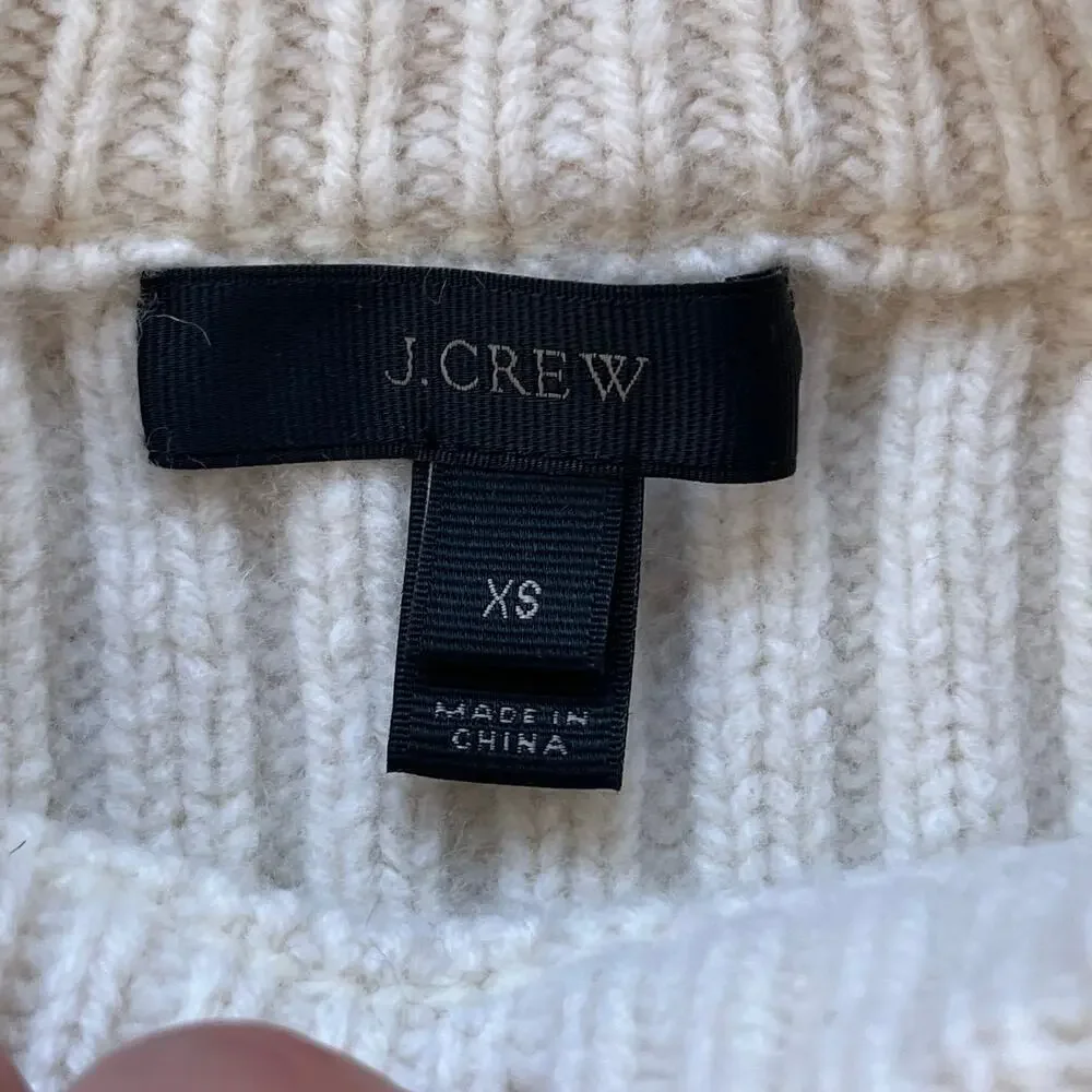 J.Crew Women's Ivory Pom Pom Pullover Sweater Size XS